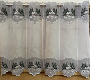 Záclona s výšivkou - Domeček  60 cm výška