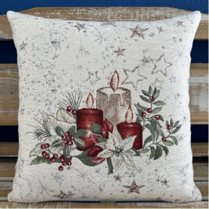 Gobelínové polštáře Vánoce - Chenille svíčky