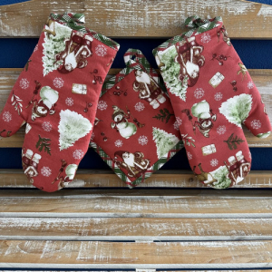 Chňapky + podložka ARM Snowman červený