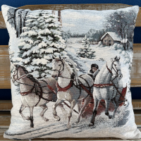 Gobelínové polštáře Vánoce - Chenille Koně