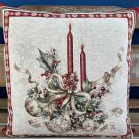 Gobelínové polštáře chenille - Vánoční svíčky