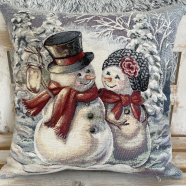 Gobelínové polštáře Vánoce - Sněhulák