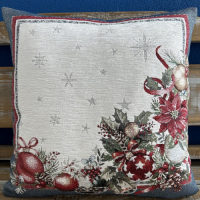 Gobelínové polštáře vánoční Chenille 4111 so striebornou niťou