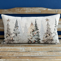 Gobelínový vánoční polštář chenille -Stromy