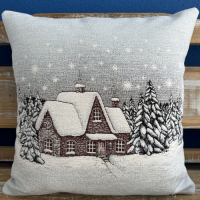 Gobelínové polštáře vánoční - Chenille 931 GR pretkávané striebornou niťou