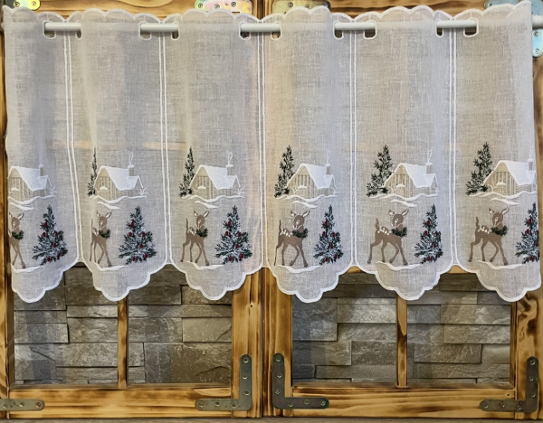 Záclona s výšivkou - Srnka