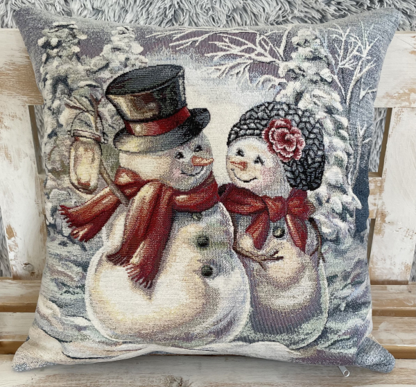 Gobelínové polštáře Vánoce - Sněhulák