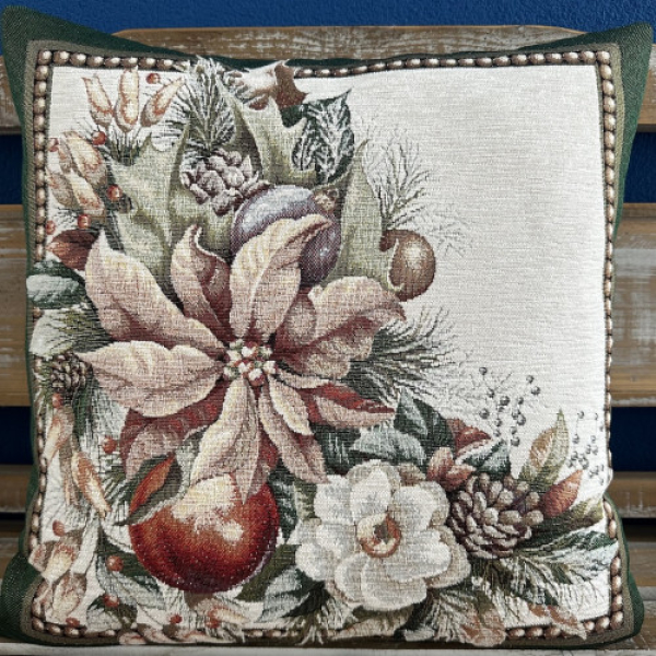 Gobelínové polštáře Vánoce Chenille 4117 so zlatou niťou