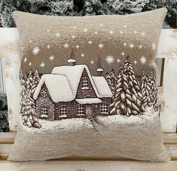 Gobelínové polštáře Vánoce -  Chaloupka