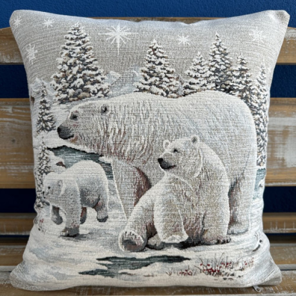 Gobelínové polštáře vánoční chenille - Lední medvědi