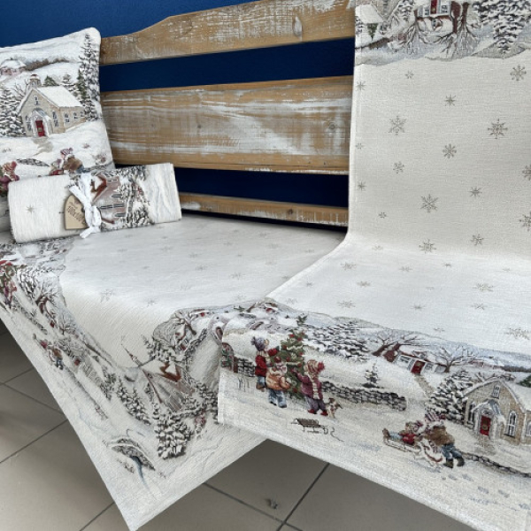 Gobelínové ubrusy vánoční - Krajinka s dětmi