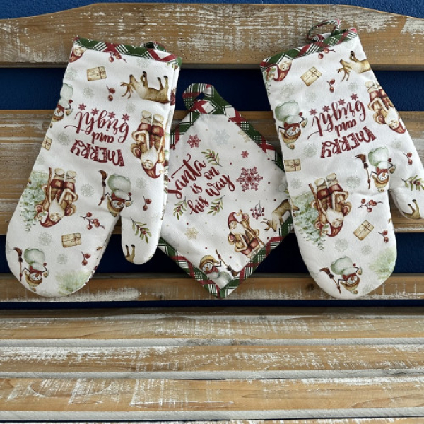 Chňapky + podložka ARM Snowman biely